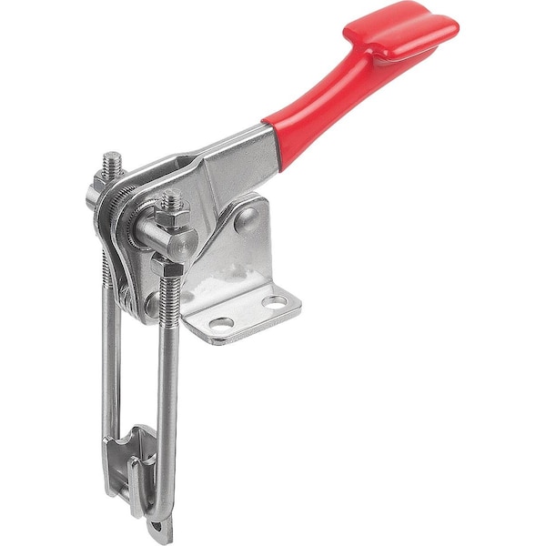 Latch-Action Clamp Vertical With Fixed Jaw, L1=20, 3, Stainless Steel Bright, Comp:Plastic Comp:Red
